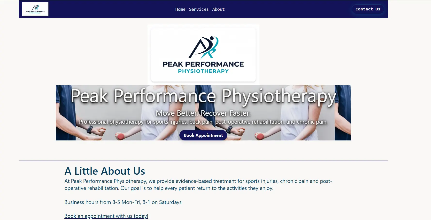 physiotherapy website demo image